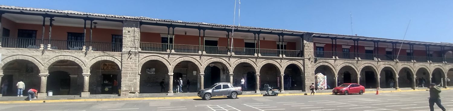 Portal Constitucion alongside the Plaza de Armas - Ayacucho, Peru